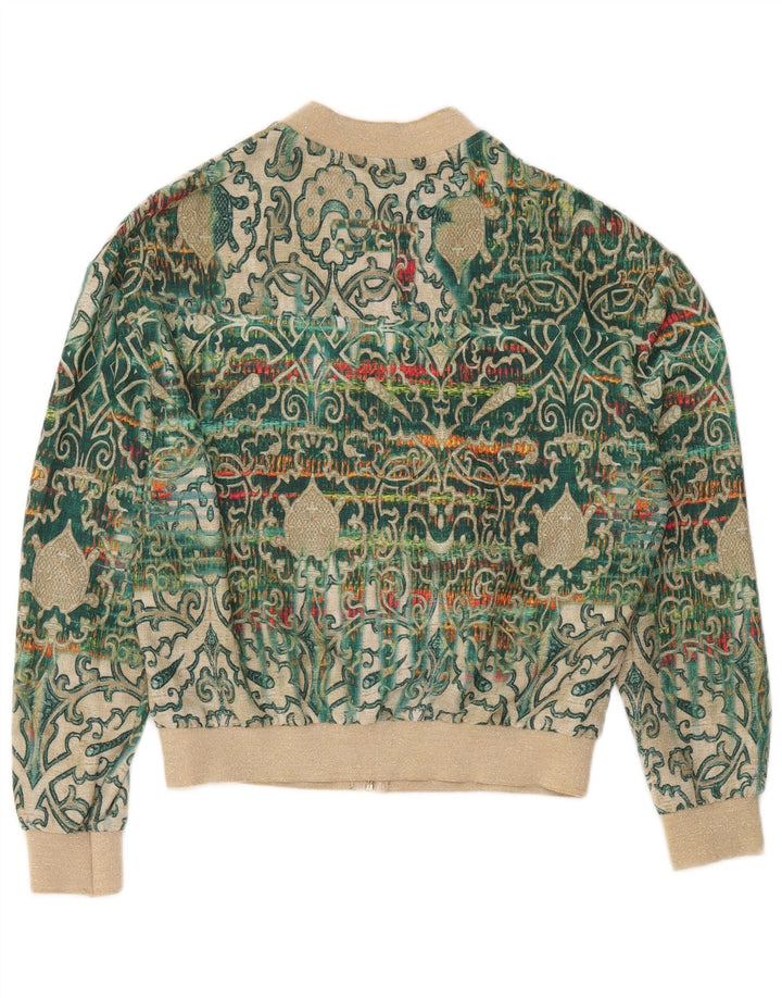 Vintage Damen Bomberjacke EU 38 Mittelgrün Paisley