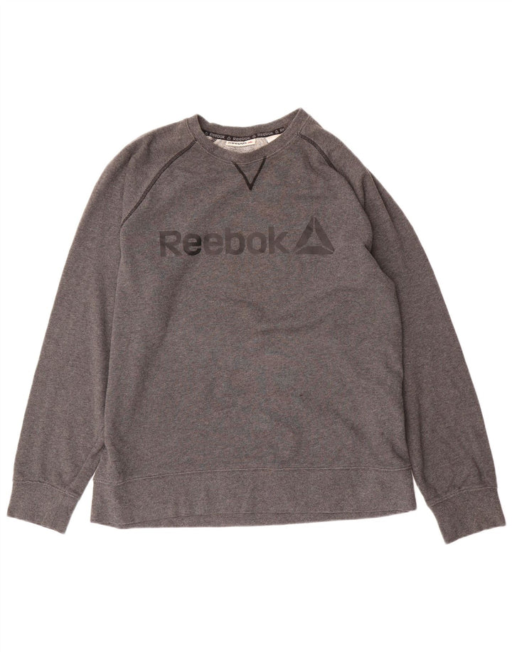 Reebok Herren Grafik-Sweatshirt-Pullover, große graue Baumwolle