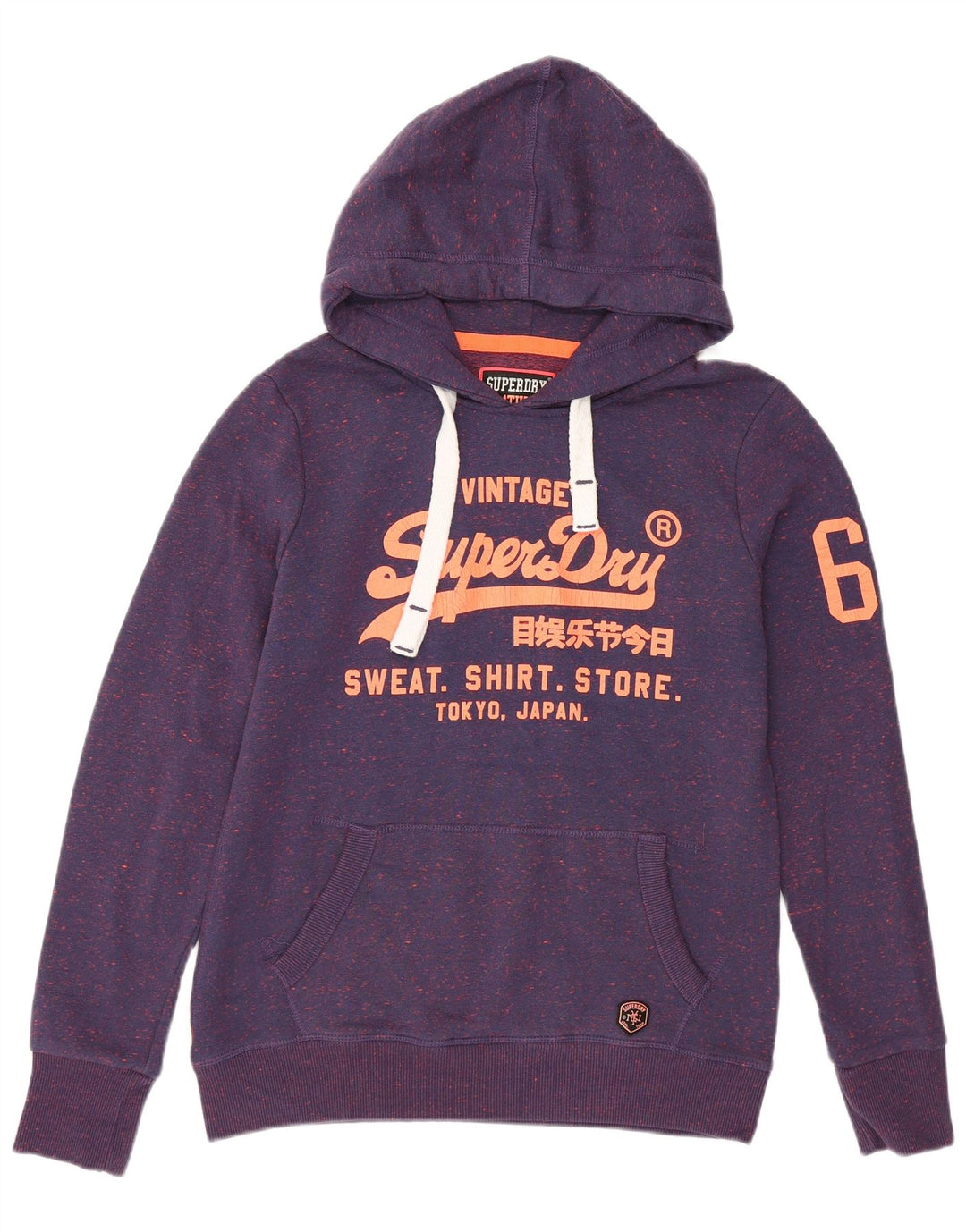 SUPERDRY Herren-Kapuzenpullover mit grafischem Muster, mittellila geflecktes Polyester
