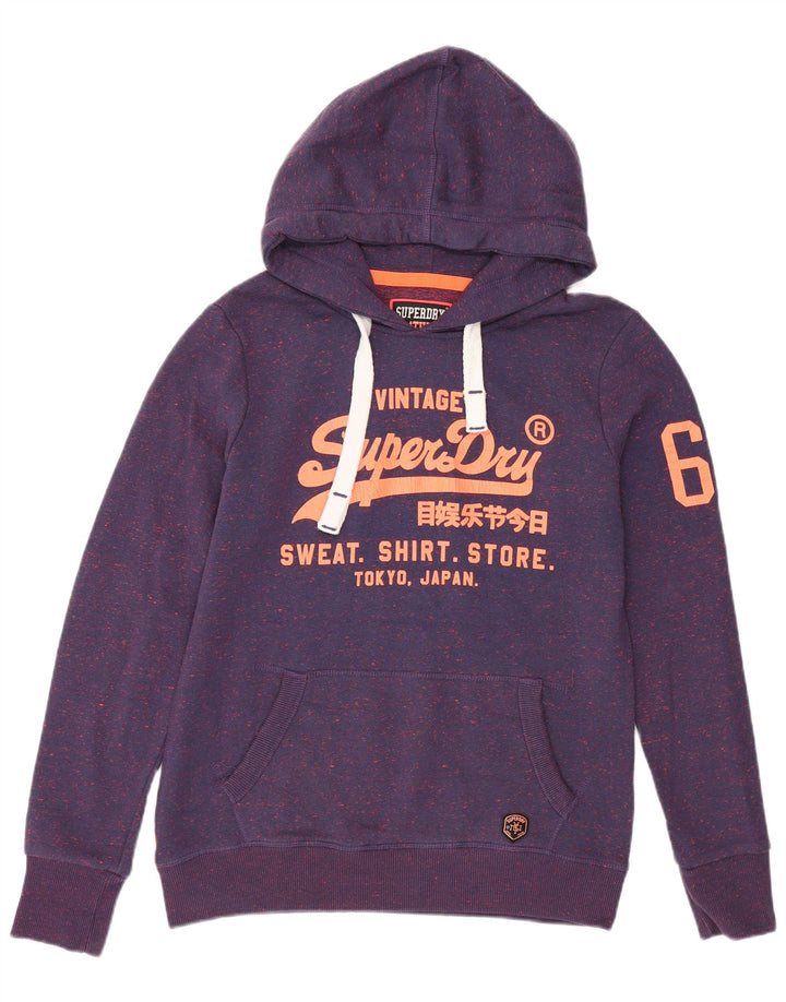 SUPERDRY Herren-Kapuzenpullover mit grafischem Muster, mittellila geflecktes Polyester