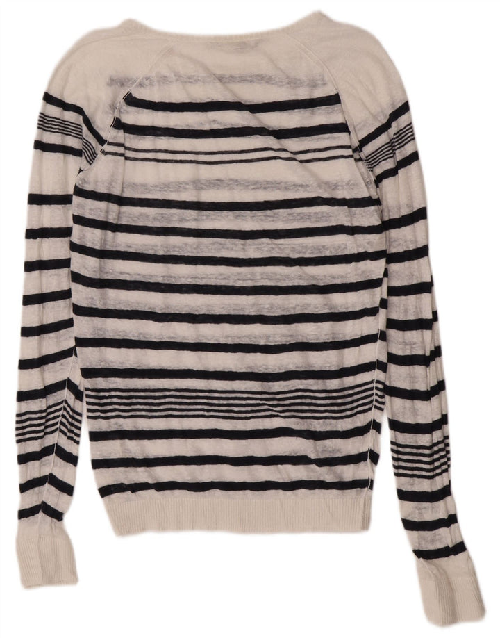 Diesel Damen-Pullover mit U-Boot-Ausschnitt, UK 14, mittelweiß gestreift