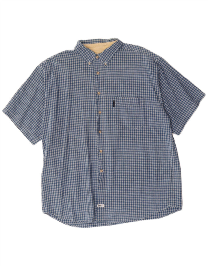 Ellesse Herren-Kurzarmhemd XL, blau kariert, Baumwolle