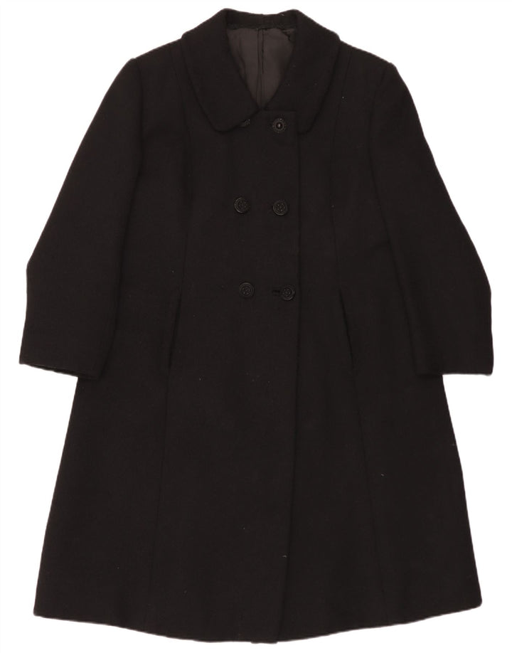 Vintage Damen Zweireihiger Mantel UK 14 Medium Schwarz