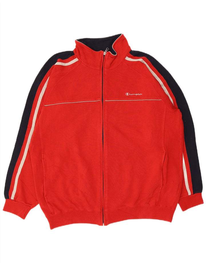 Champion Herren-Trainingsanzug-Oberteil, große rote Colourblock-Baumwolle