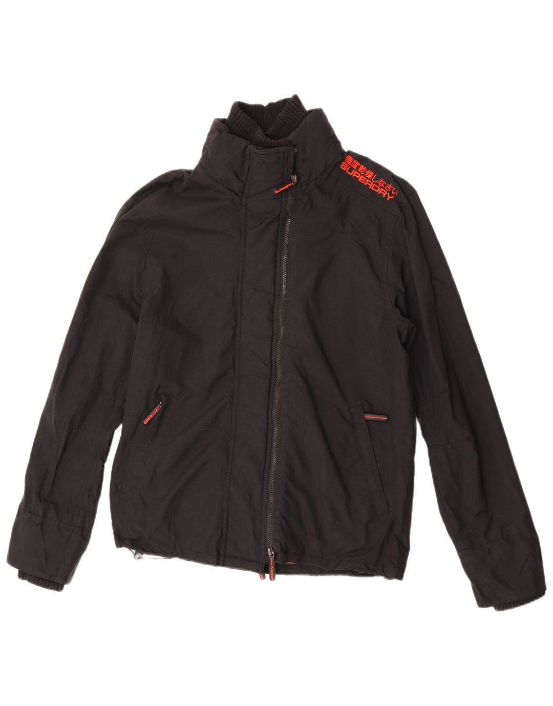 Superdry Damen Regenjacke UK 16 Large Schwarz Nylon