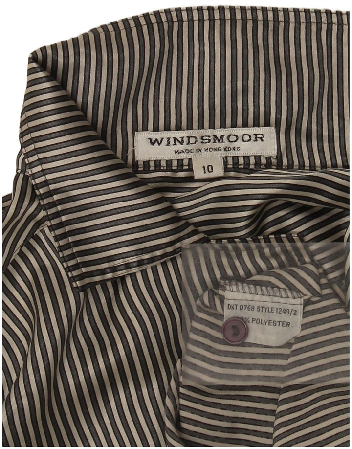 Windsmoor Damen-Hemdbluse, US 10, großes grau gestreiftes Polyester