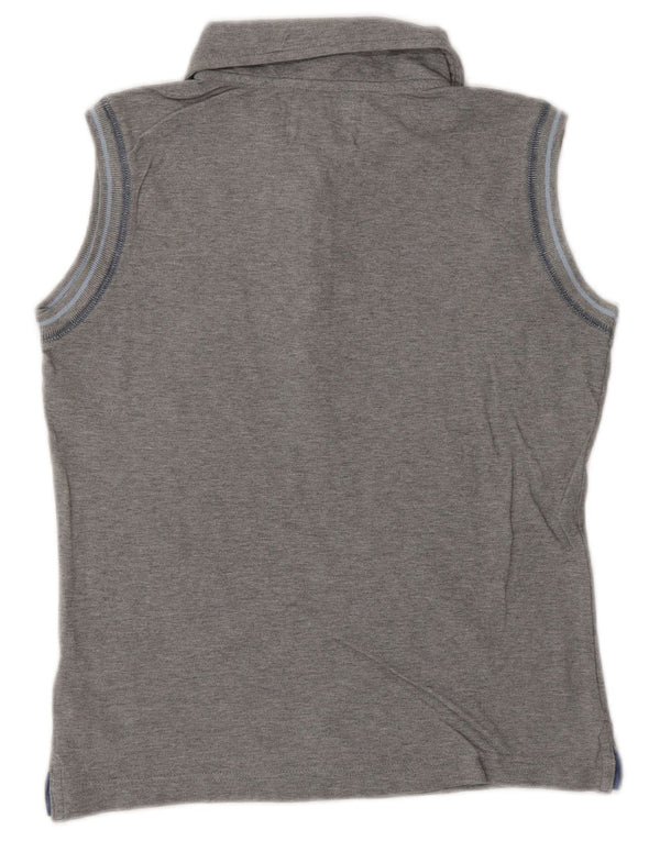 FILA Damen Crop Ärmelloses Poloshirt UK 10 Small Grau Baumwolle