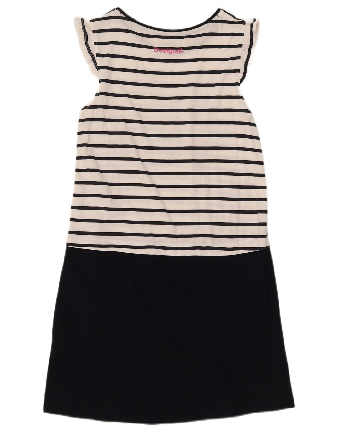 Desigual Grafik-Basic-Kleid für Mädchen, 13–14 Jahre, weiß gestreift, Baumwolle