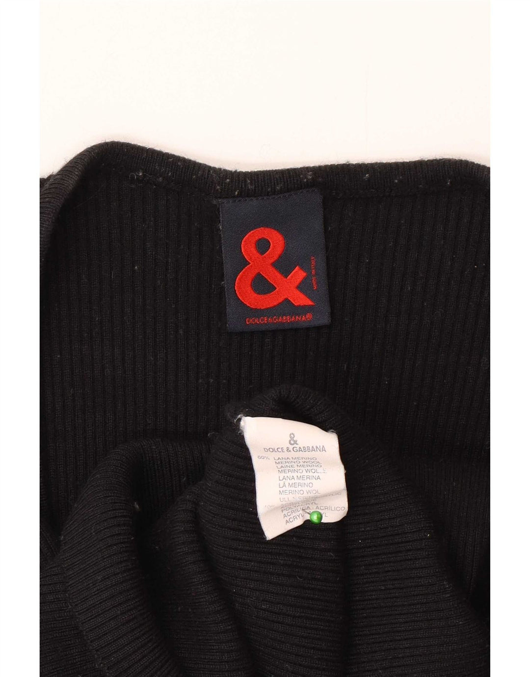 Dolce & Gabbana Damen Top Langarm IT 46 Large Schwarze Merinowolle