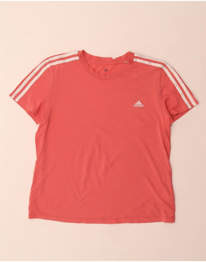 ADIDAS Damen T-Shirt Top UK 16/18 Große rosa Baumwolle