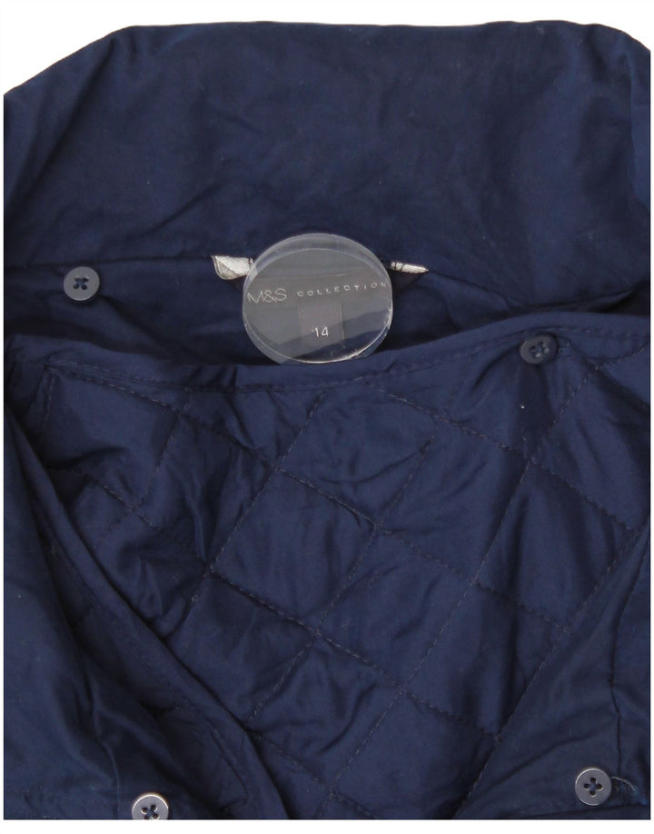 Marks & Spencer Damen-Regenjacke mit Kapuze, UK 14, Mittelmarineblau, Polyester