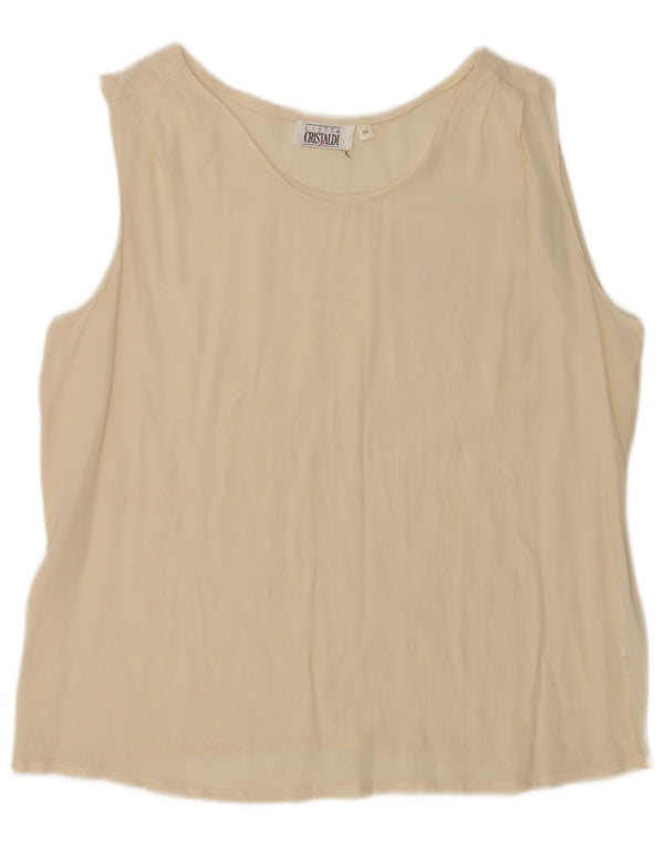 Cristaldi Damen ärmelloses Blusenoberteil IT 50 XL Beige Seide