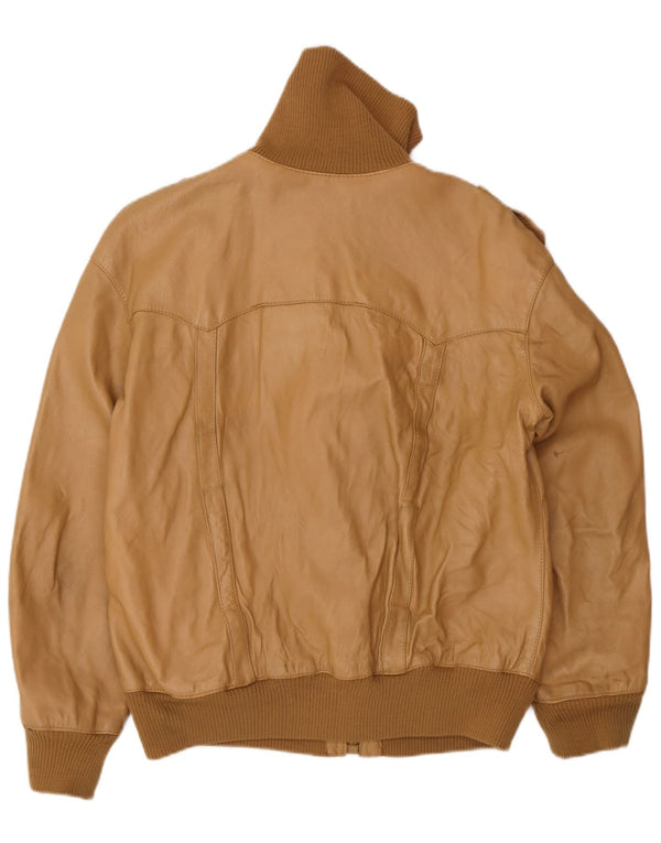 Vintage Herren Militär Bomber Lederjacke UK 38 Medium Beige