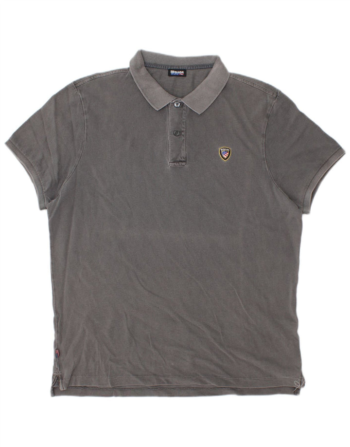Blauer Herren Poloshirt 2XL Grau Baumwolle