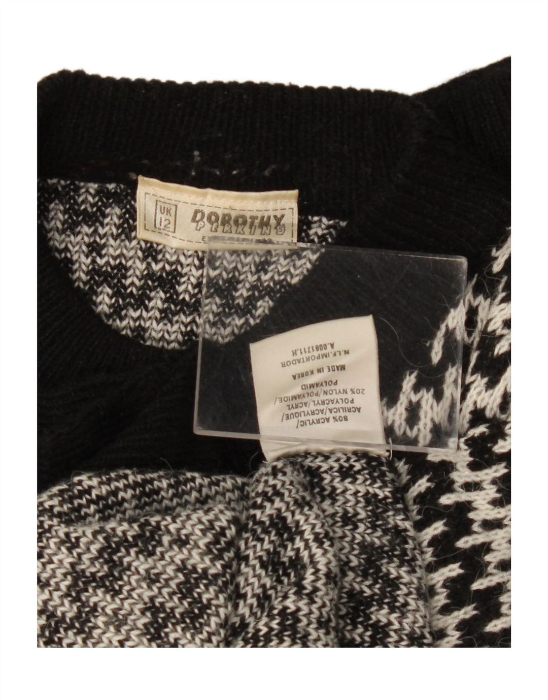 Dorothy Perkins Damen-Strickjacke mit abstraktem Muster, Gr. 12, mittelschwarz