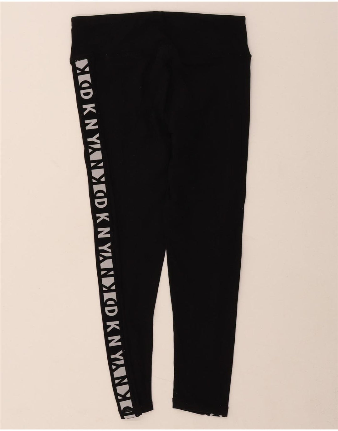 DKNY Womens Graphic Capri Leggings UK 12 Medium Black Cotton