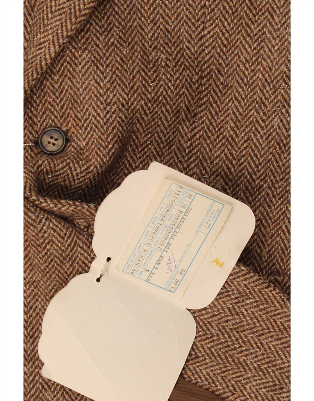 Vintage Herren 2-Knopf-Blazerjacke IT 44 XS Braune Fischgrätenwolle