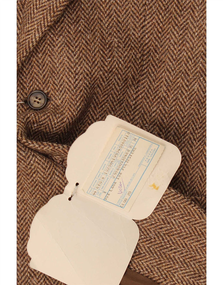 Vintage Herren 2-Knopf-Blazerjacke IT 44 XS Braune Fischgrätenwolle
