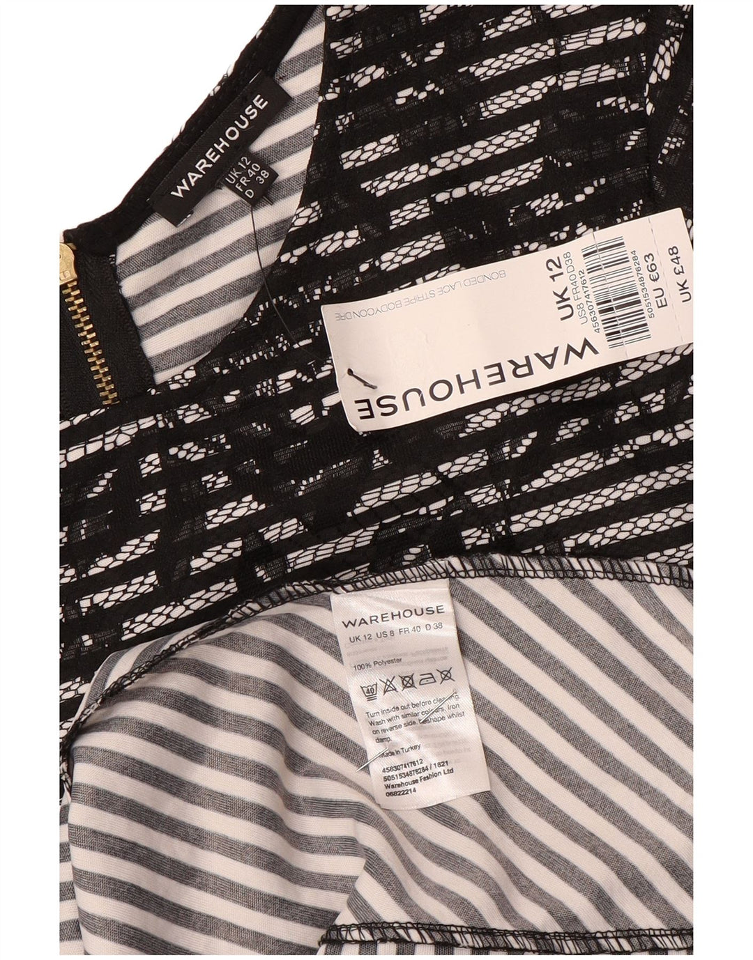 Figurbetontes Damenkleid von Warehouse, Größe M, Schwarz, Blumenmuster, Polyester