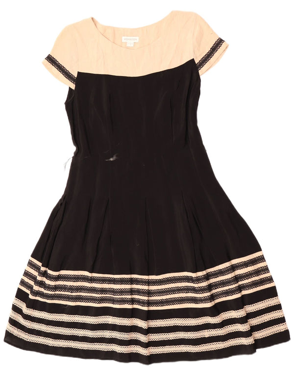Monsoon A-Linien-Kleid für Damen, UK 12, Mittelschwarz, Colourblock-Viskose