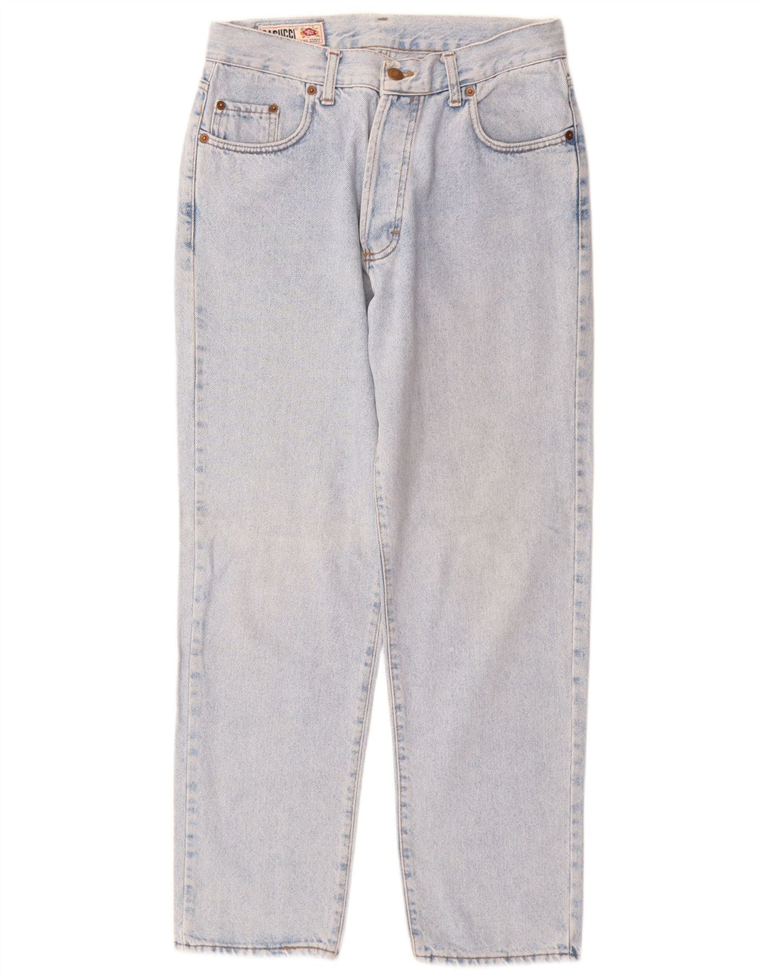 CASUCCI Damen High Waist Tapered Jeans IT 50 XL W28 L29 Blaue Baumwolle