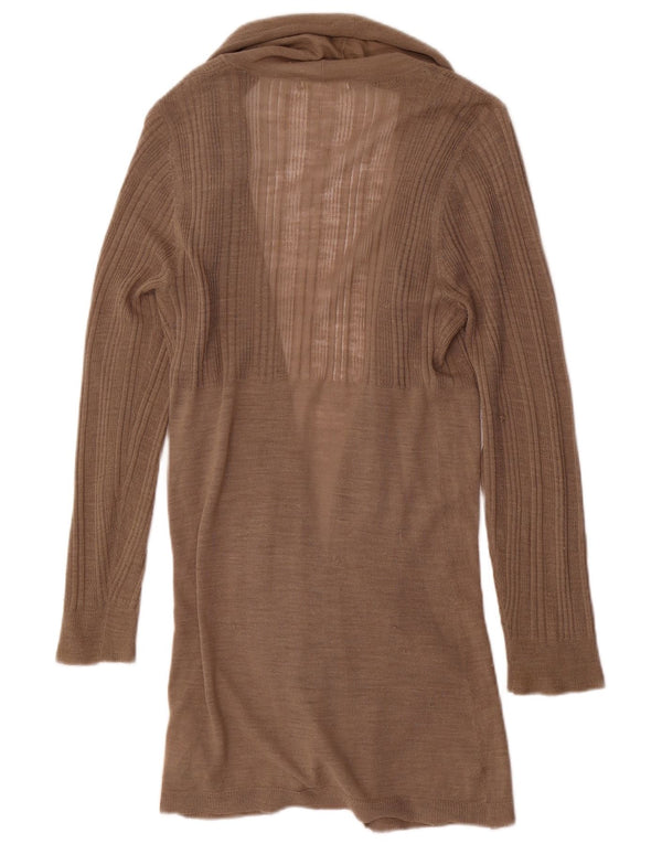 Marks & Spencer Damen Longline Open Cardigan Pullover UK 14 Mittelbraun