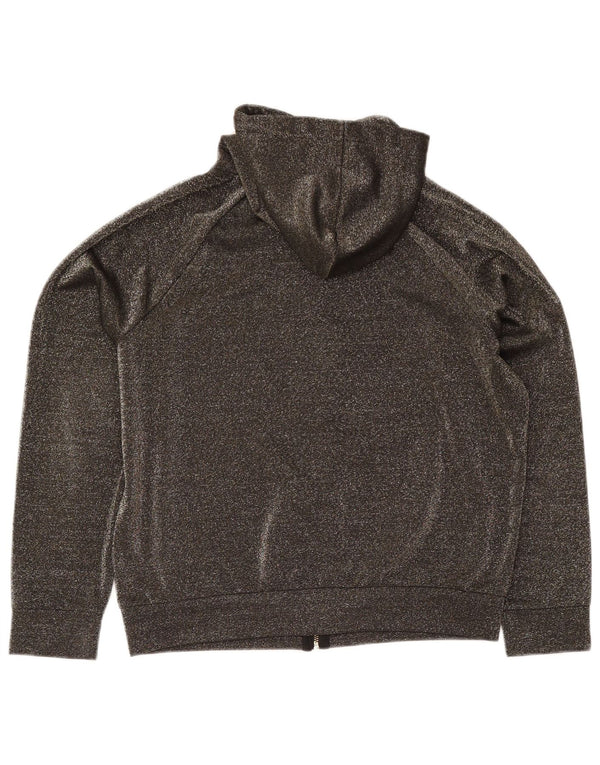 Juicy Couture Damen-Kapuzenpullover mit Reißverschluss, UK 16, großes grau geflecktes Polyester