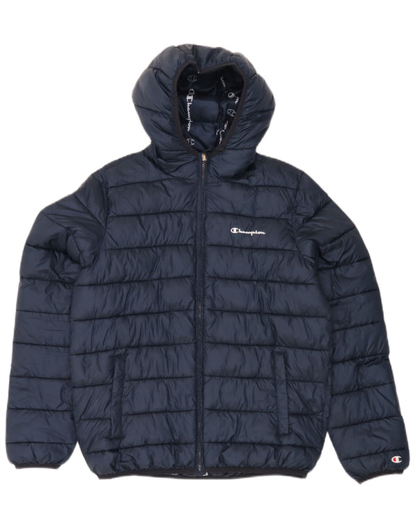 Champion Wattierte Jacke mit Kapuze für Jungen, 15–16 Jahre, 2XL, Marineblau, Polyester