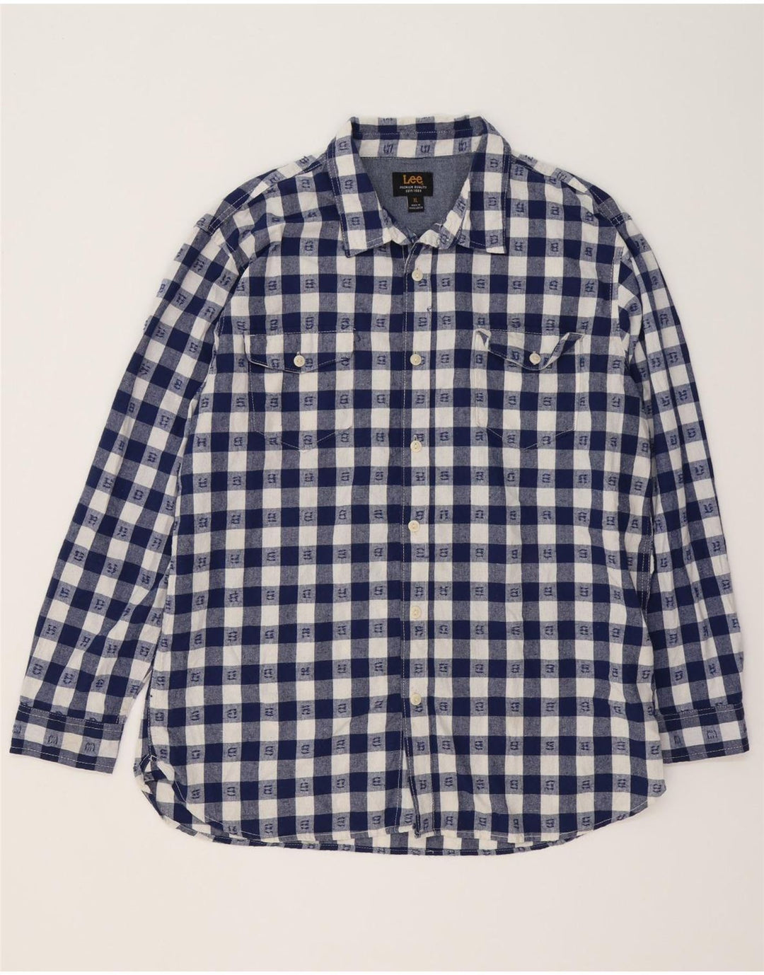 Lee Herren-Hemd mit lockerer Passform, XL, marineblau, kariert, Baumwolle
