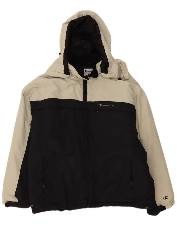 CHAMPION Herren-Windbreakerjacke mit Kapuze, UK 40, Größe L, Schwarz, Farbblock