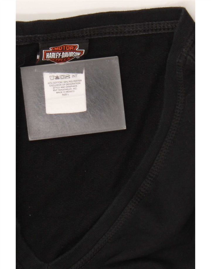 Harley Davidson Damen Graphic Crop Sweatshirt Pullover UK 16 Large Schwarz