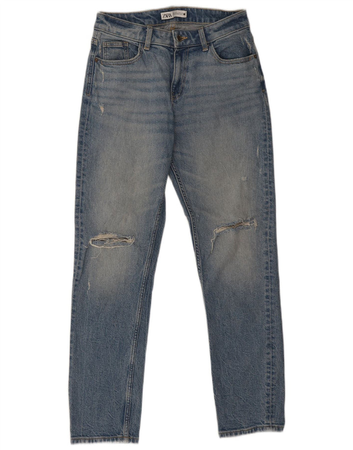 Zara Damen Distressed Slim Jeans EU 36 XS W26 L28 Blau