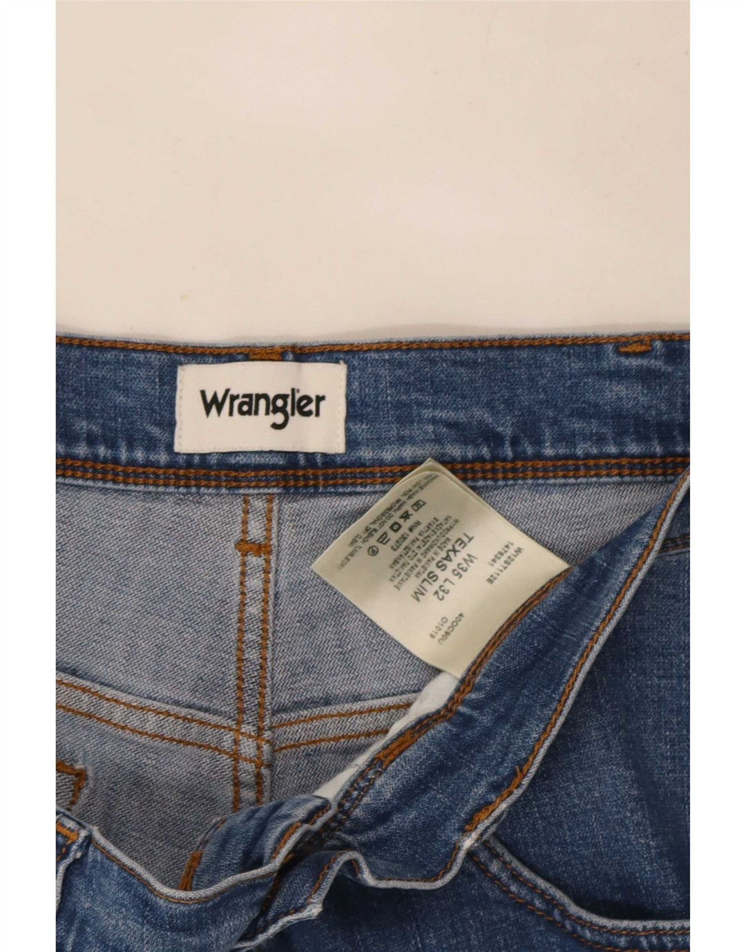Wrangler Herren Texas Stretch Straight Jeans W35 L29 Blaue Baumwolle