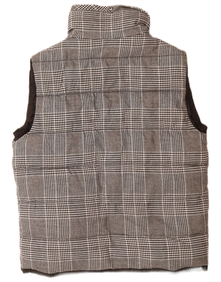 Zara Herren Wattierte Weste UK 42 XL Grau Kariertes Polyester