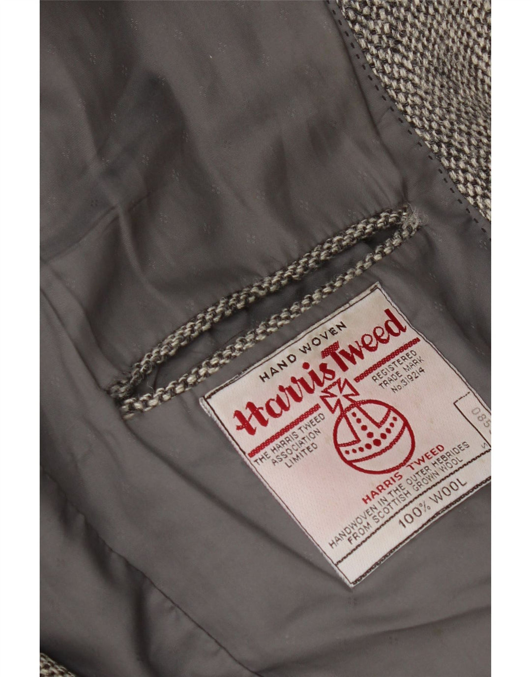 Centaur Herren Harris Tweed Blazer Jacke UK 38 Mittelgraues Fischgrätenmuster