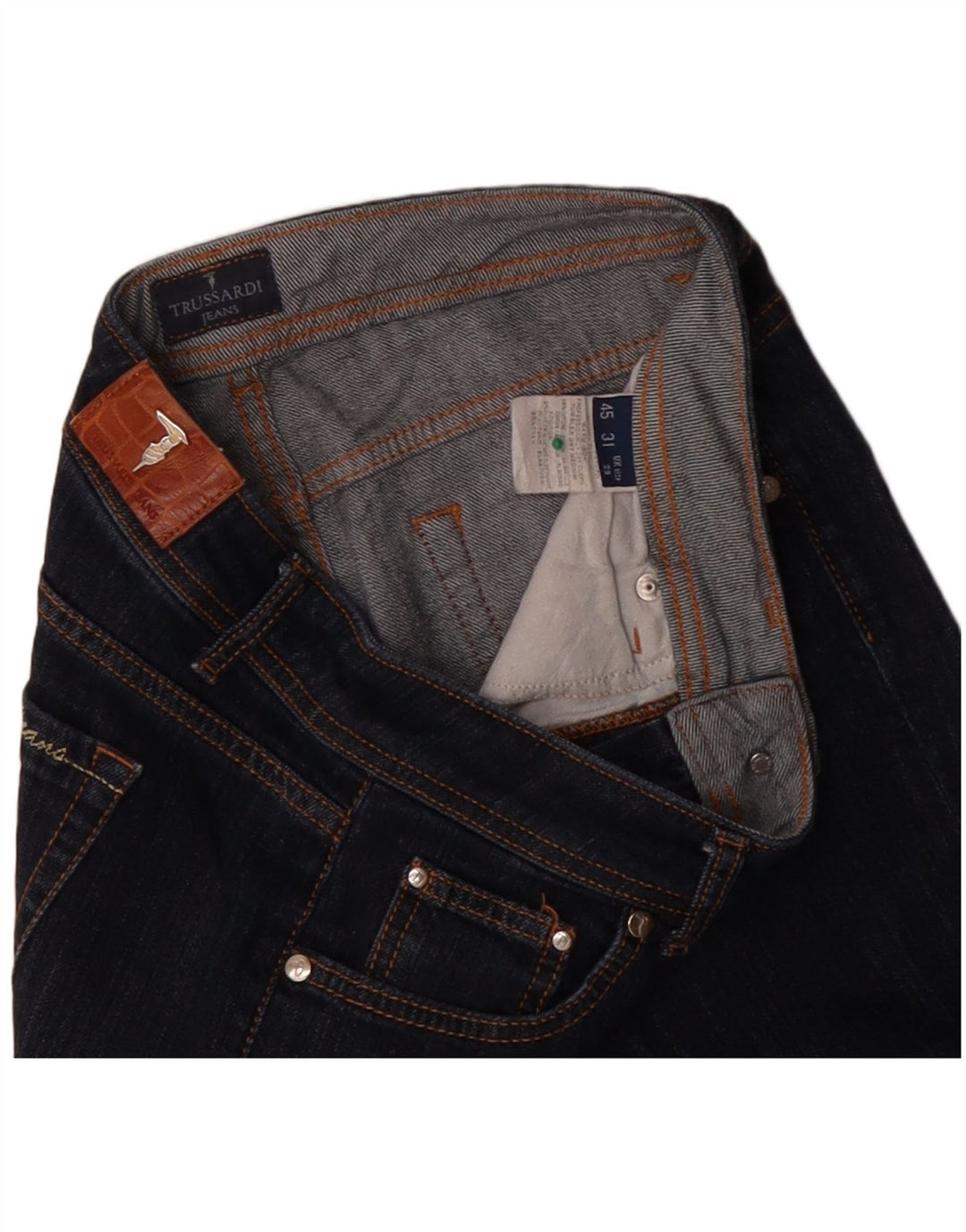 TRUSSARDI Damen Capri-Jeans W29 L22 Marineblaue Baumwolle