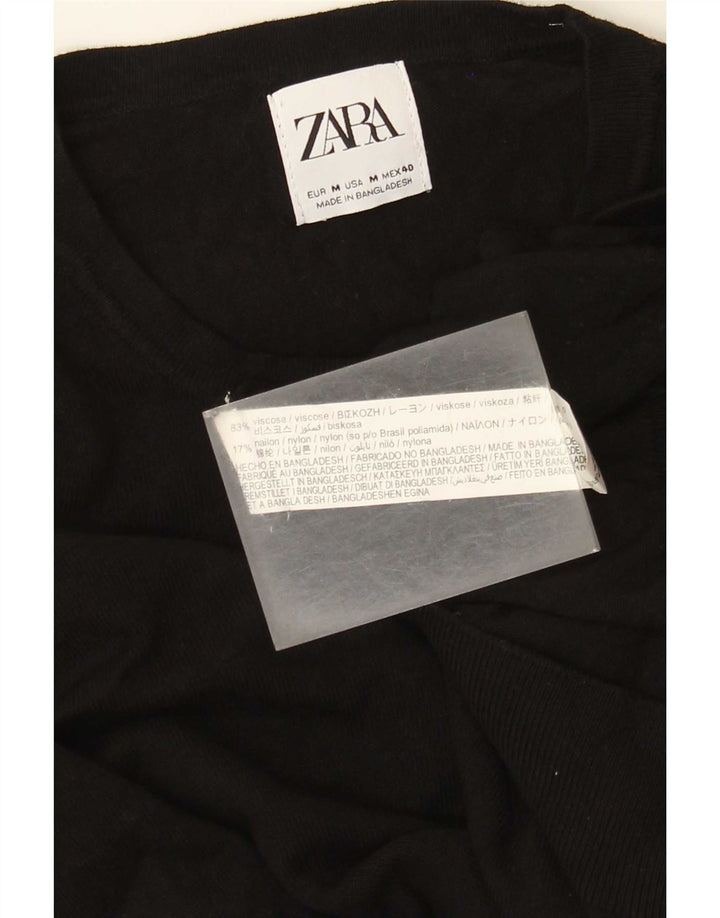 Zara Herren-Pullover mit Rundhalsausschnitt, mittlere schwarze Viskose