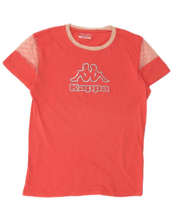 Kappa Damen Grafik-T-Shirt-Oberteil UK 12 Mittelrosa Farbblock
