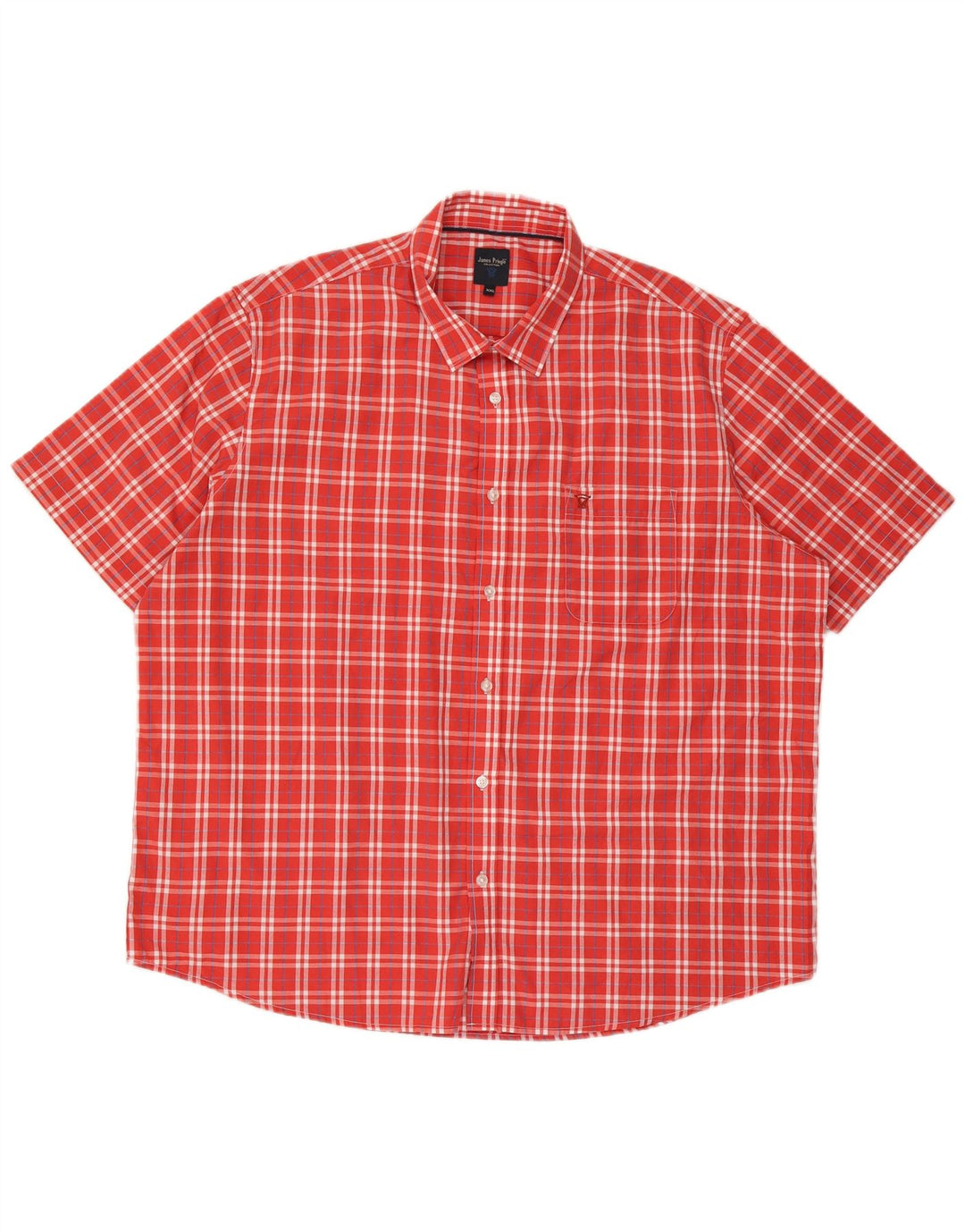 James Pringle Herren-Kurzarmhemd 2XL, rot kariert, Polyester