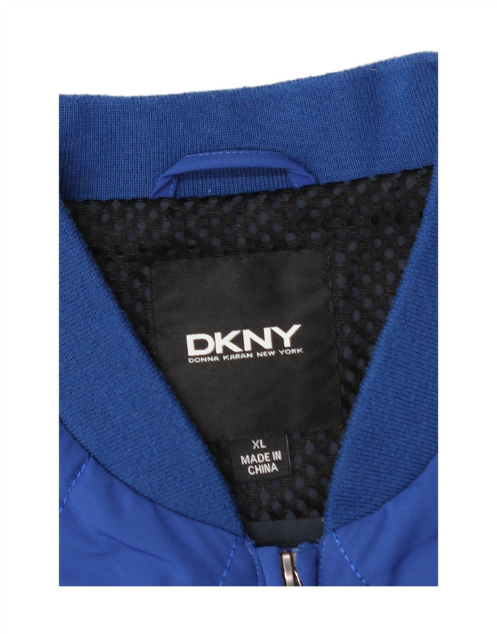 DKNY Mens Bomber Jacket UK 42 XL Blue Geometric