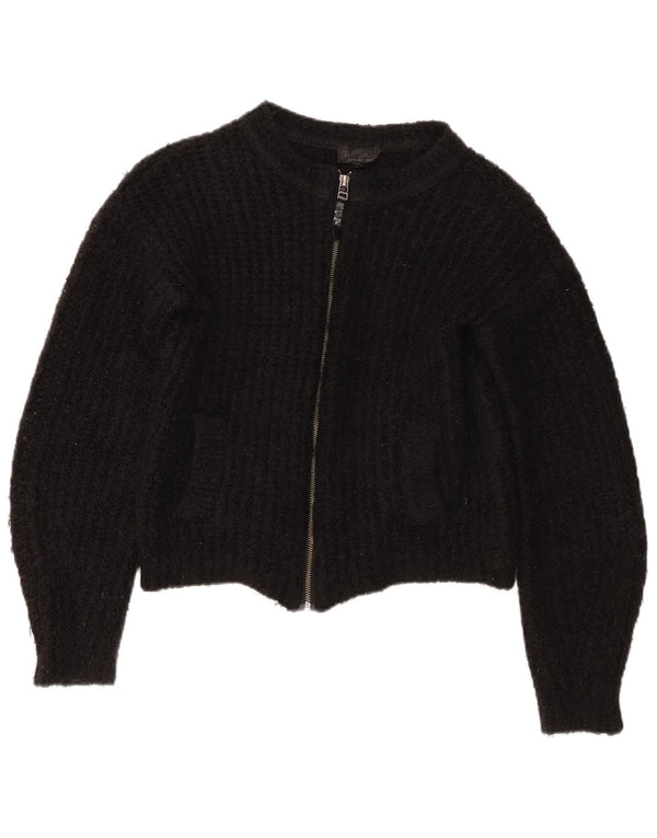 Topshop Damen Crop Cardigan Pullover UK 6 XS Schwarz Acryl