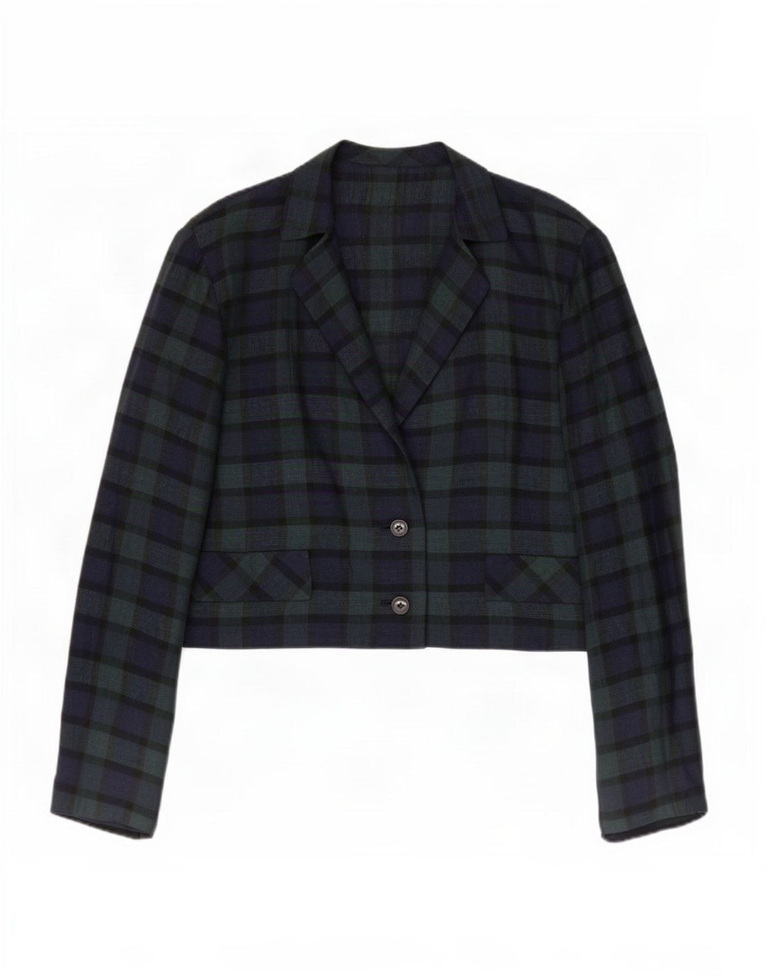 Vintage Damen 2-Knopf-Blazerjacke UK 14 Mittelgrün kariert