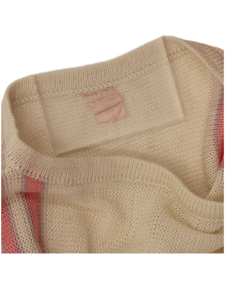 VINTAGE Damen-Pullover mit U-Boot-Ausschnitt, UK 14, Mittelrosa, Farbblock