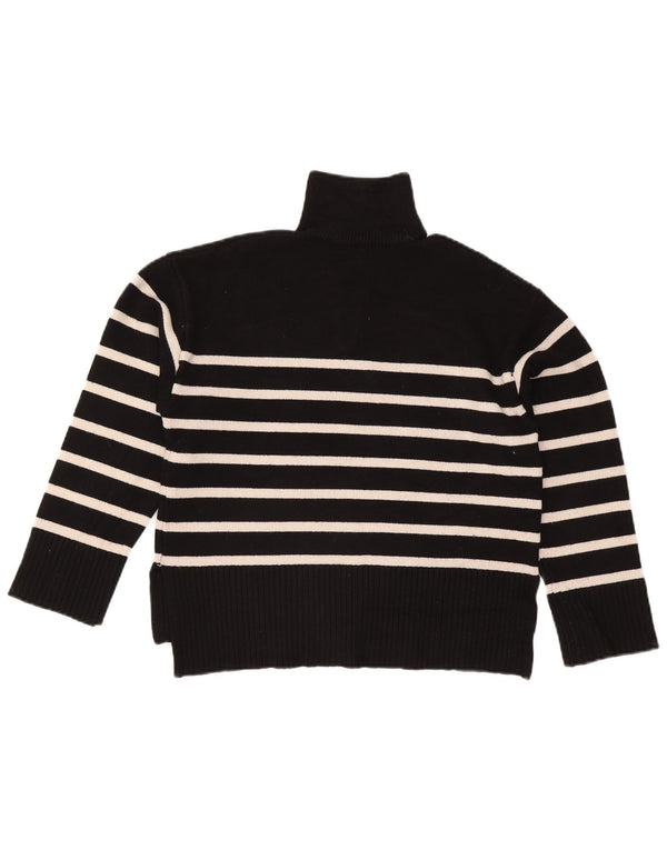 Zara Damen-Pullover mit Reißverschluss am Hals, UK 10, Größe S, schwarz, gestreift, Viskose