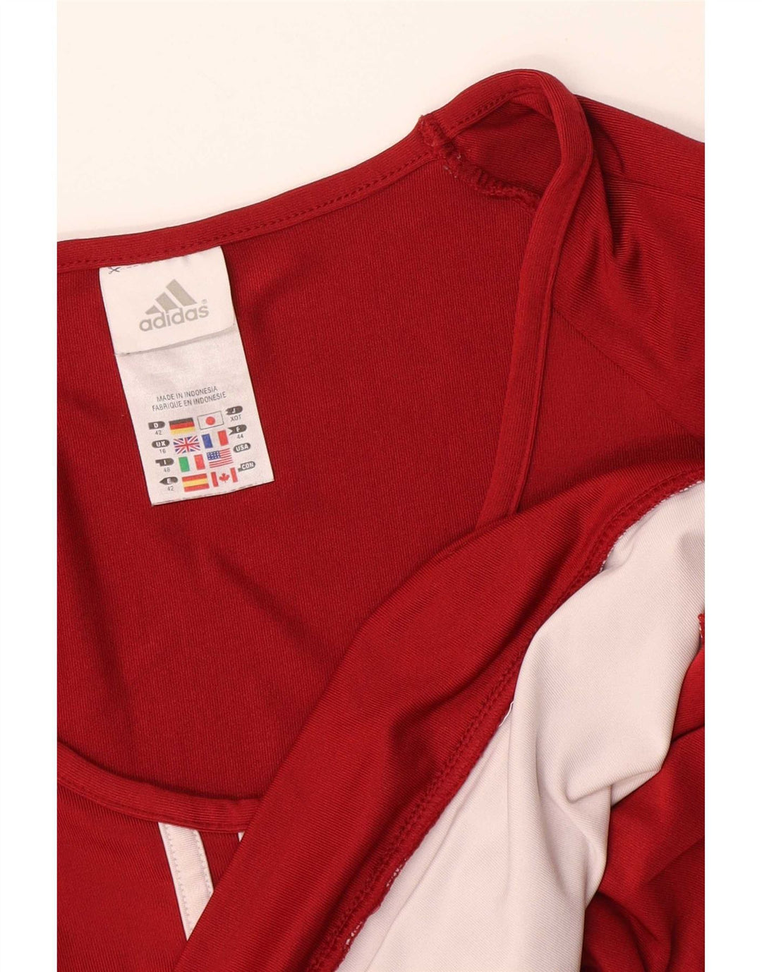 Adidas Damen T-Shirt Top UK 16 Large Rot Polyamid