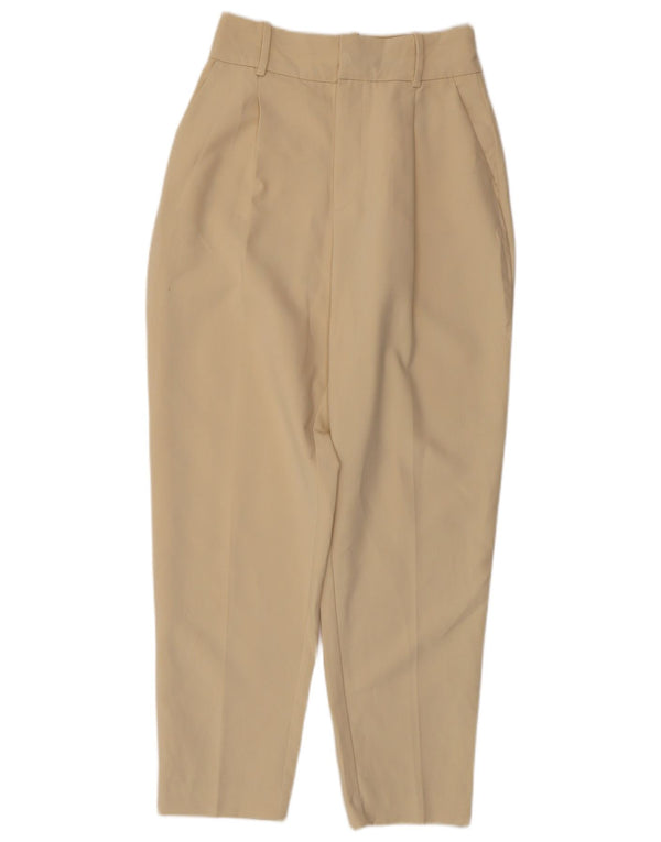 Zara Damen Tapered Chino-Hose, Größe S, W26, L27, Beige, Polyester