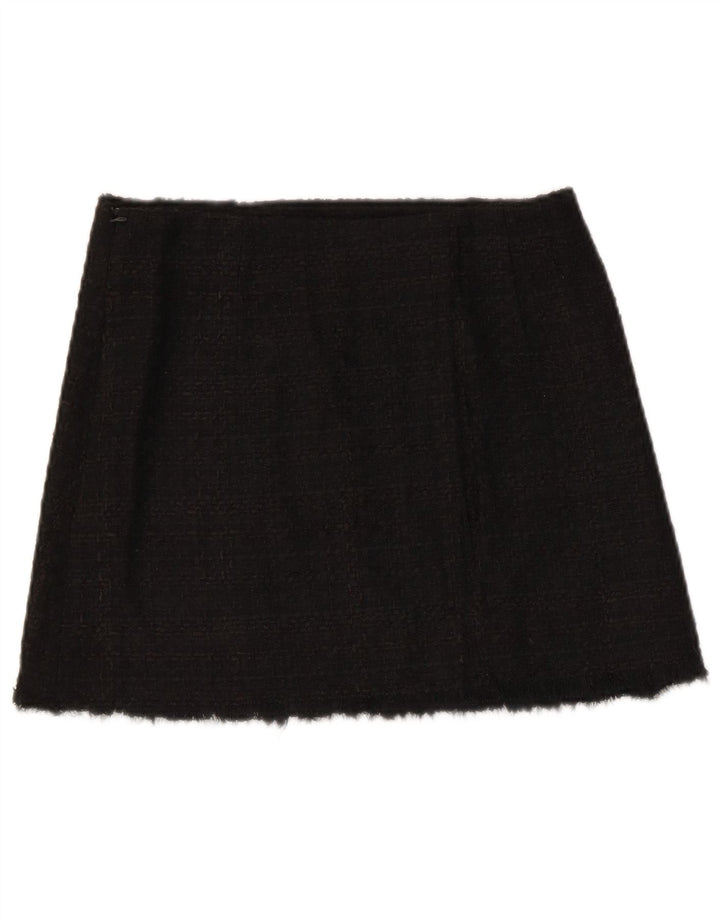 Zara Damen Minirock Small W26 Schwarz kariertes Acryl