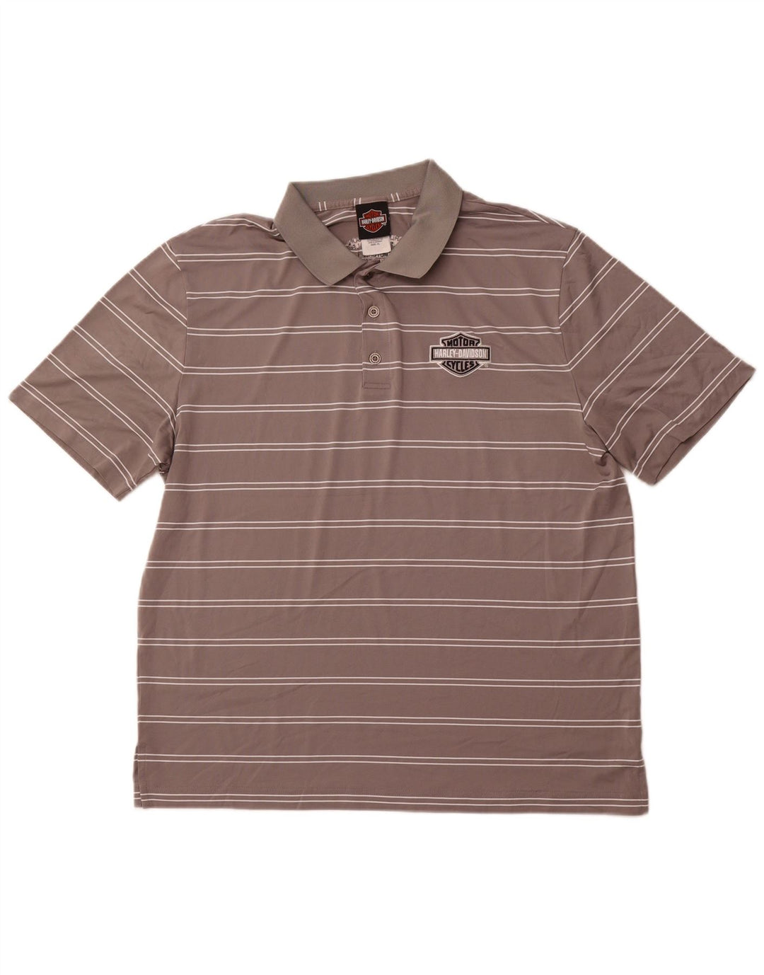 HARLEY DAVIDSON Herren Poloshirt XL Grau gestreift Polyester