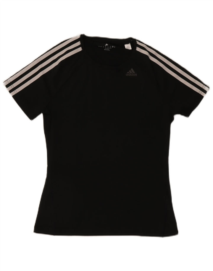 Adidas Damen Climalite T-Shirt Top UK 8/10 Small Schwarz Polyester