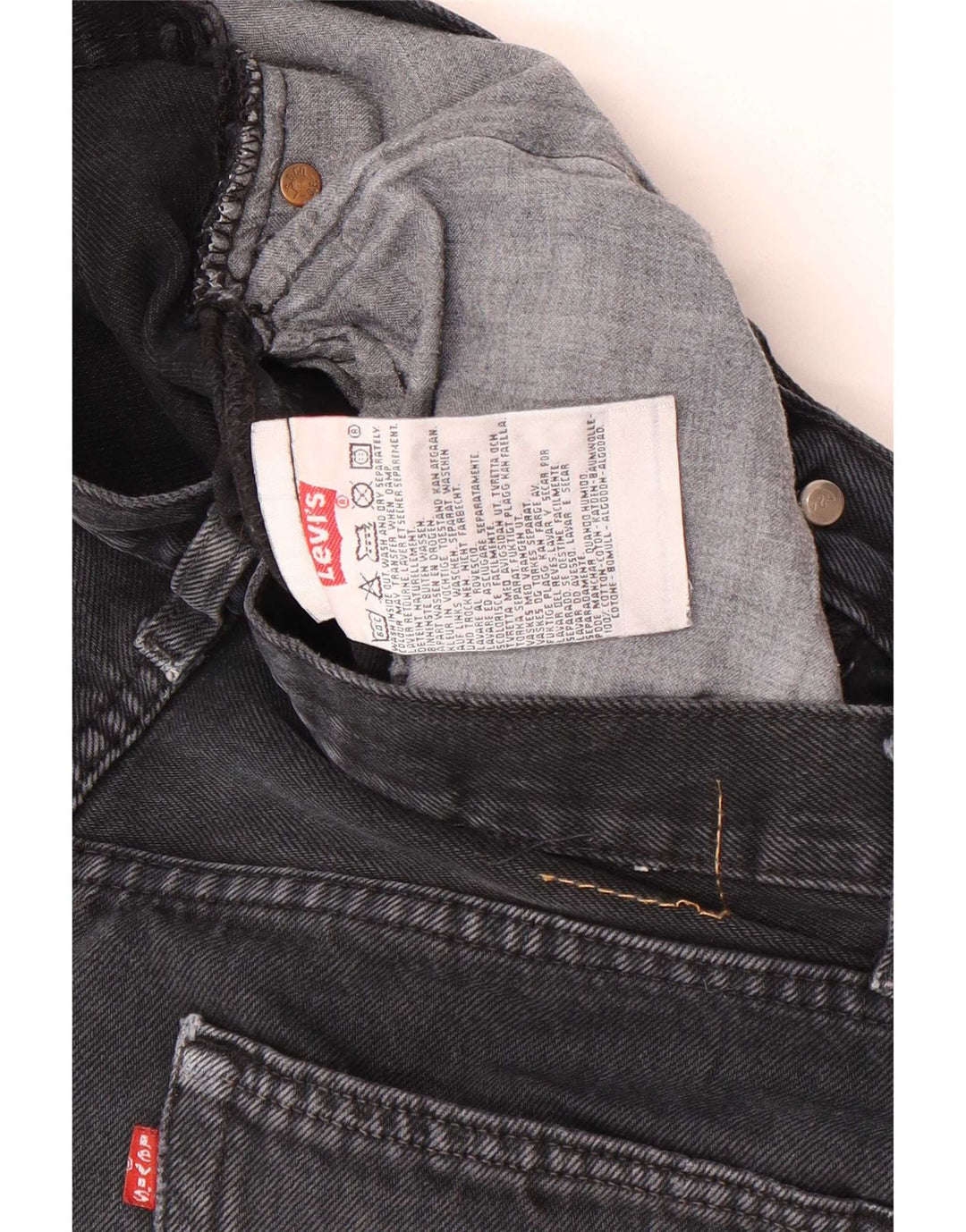 Levi's Herren 501 Straight Jeans W34 L34 Schwarze Baumwolle